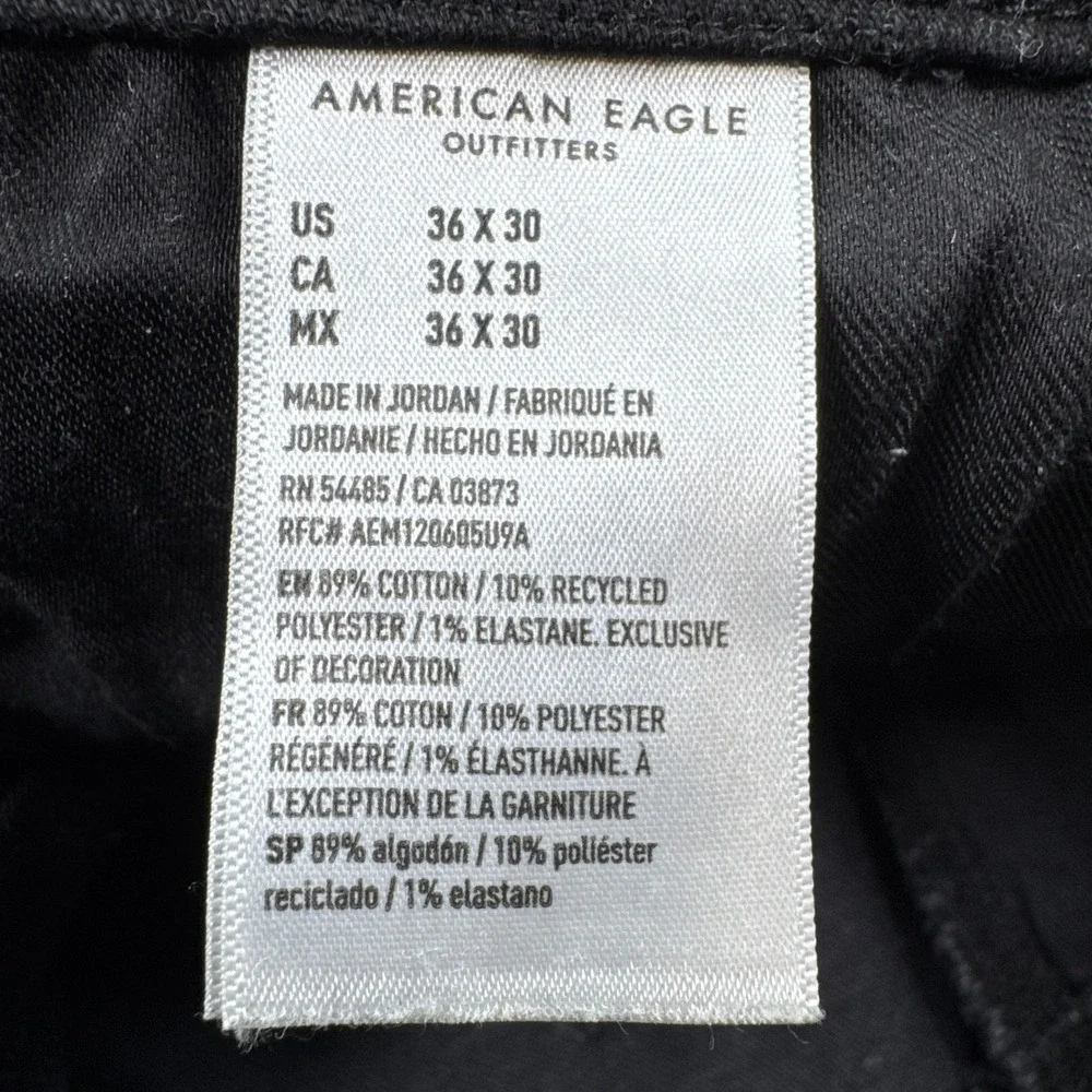 American Eagle Men's Jeans Original Straight Black 36x30‎ Airflex+ Stretch Denim